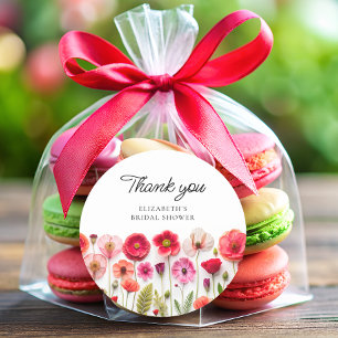 Sticker Rond L'amour en fleurs Baby Shower de mariage sauvage