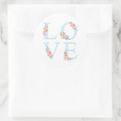 Sticker Rond L'amour en fleurs Rose Floral (Sac)