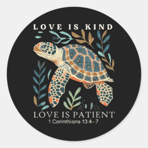 Sticker Rond L'amour est bon l'amour est patient 1 Corinthiens