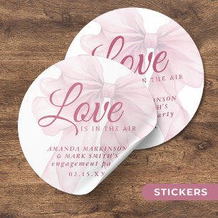 Sticker Rond L'amour est dans l'air Mauve Rose Noeud Engagement