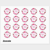 Sticker Rond L'amour est dans l'air rose floral douche nuptiale (Feuille)