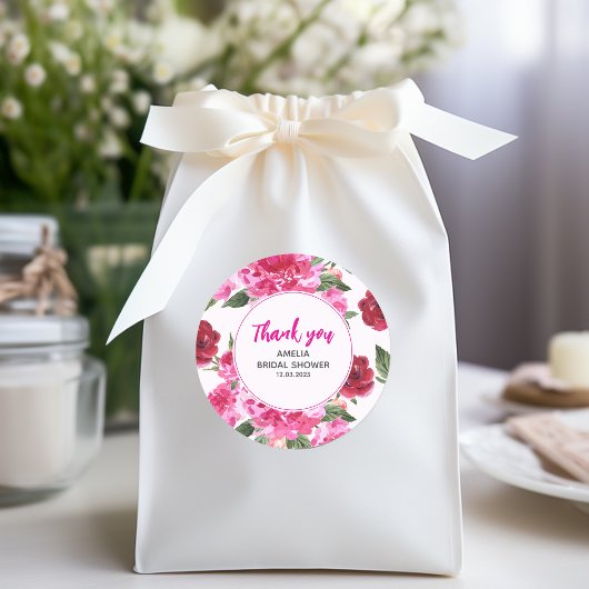 Sticker Rond L'amour est dans l'air rose floral douche nuptiale