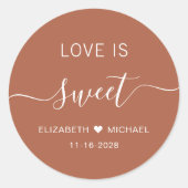 Sticker Rond L'Amour Est Douce Terracotta Mariage Faveur (Devant)