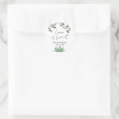 Sticker Rond L'amour est doux avec des fleurs et Mariage Feuill (Sac)