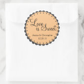 Sticker Rond L'amour est doux - Bord à échelles - Personnaliser (Sac)