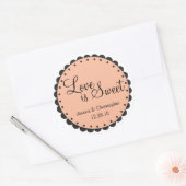 Sticker Rond L'amour est doux - Bord à échelles - Personnaliser (Enveloppe)