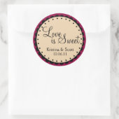 Sticker Rond L'amour est doux - Bord à échelles - Personnaliser (Sac)