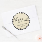 Sticker Rond L'amour est doux - Bord à échelles - Personnaliser (Enveloppe)
