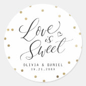 Sticker Rond "l'amour est doux" calligraphie moderne préférence (Devant)