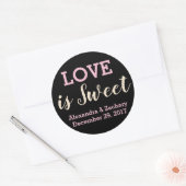 Sticker Rond L'amour est doux Champagne rose Mariage Engagé Fav (Enveloppe)