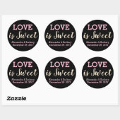 Sticker Rond L'amour est doux Champagne rose Mariage Engagé Fav (Feuille)