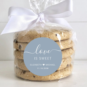 Sticker Rond L'Amour Est Doux Dusty Blue Wedding Favoriser