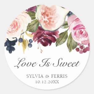 Sticker Rond L'Amour Est Doux Élégant Mariage Floral Automne Vi