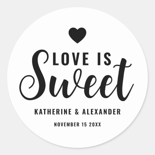 Sticker Rond L'Amour Est Doux Élégant Mariage Personnalisé Fave (Devant)