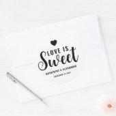 Sticker Rond L'Amour Est Doux Élégant Mariage Personnalisé Fave (Enveloppe)
