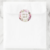 Sticker Rond l'amour est doux floral violet roses favoriser aut (Sac)