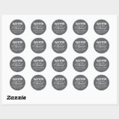 Sticker Rond L'amour est doux Mariage Gris Charbon Monogramme (Feuille)