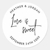 Sticker Rond L'Amour Est Doux Mariage Moderne Favoriser (Devant)