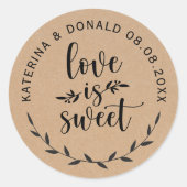 Sticker Rond L'amour est doux Mariage rustique Kraft (Devant)
