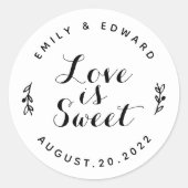 Sticker Rond L'amour est doux Moderne Mariage Rustique Favorise (Devant)