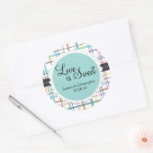 Sticker Rond L'amour est doux - Plaid coloré (Enveloppe)