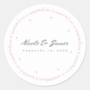 Sticker Rond L'amour est doux rose et blanc Merci Cadeau de mar
