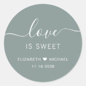Sticker Rond L'Amour Est Doux Sage Vert Mariage Favoriser (Devant)