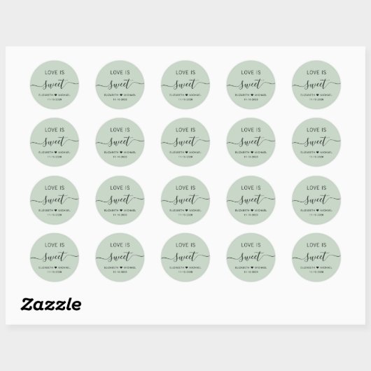 Sticker Rond L'Amour Est Doux Sage Vert Mariage Favoriser (Feuille)