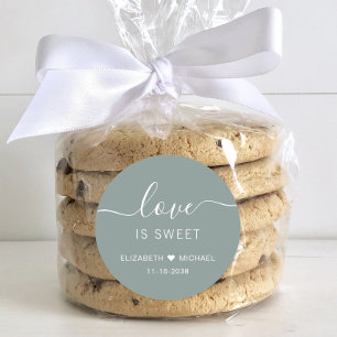 Sticker Rond L'Amour Est Doux Sage Vert Mariage Favoriser