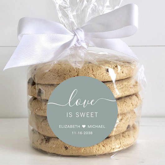 Sticker Rond L'Amour Est Doux Sage Vert Mariage Favoriser
