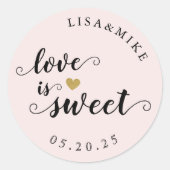 Sticker Rond L'amour est doux Script personnalisé Mariage Faveu (Devant)