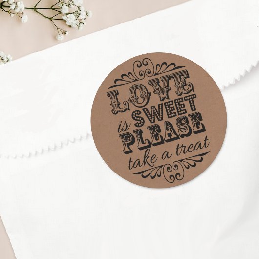 Sticker Rond L'Amour Est Doux, S'Il Vous Plaît, Prenez Un Plat