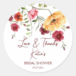 Sticker Rond L'amour est en fleurs burgundy fleurs shower de ma