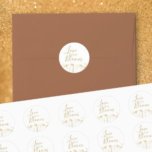Sticker Rond L'amour est en fleurs, esquisse de fleur sauvage d
