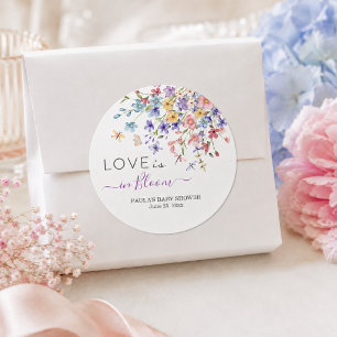 Sticker Rond L'amour est en fleurs Fête bébé libellules