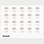 Sticker Rond L'amour est en fleurs Rose Fleurie Mariage (Feuille)