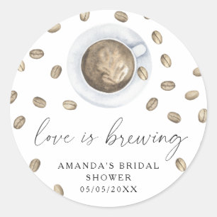 Sticker Rond L'amour est en train de préparer un café Baby show