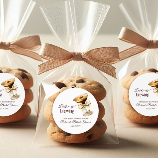 Sticker Rond L'amour est en train de se préparer Bow Espresso M