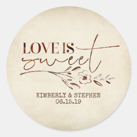Sticker Rond L'amour est la faveur du mariage doux (Devant)