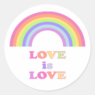 Sticker Rond L'AMOUR est L'AMOUR - Fierté Gay / Arc-en-ciel LGB