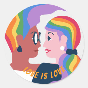 Sticker Rond L'amour est l'amour Fierté Saint-Valentin