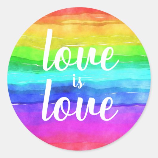 Sticker Rond "L'amour est l'amour" Gay pride Rainbow (Devant)