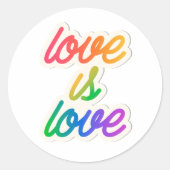 Sticker Rond L'amour est l'amour LGBT (Devant)