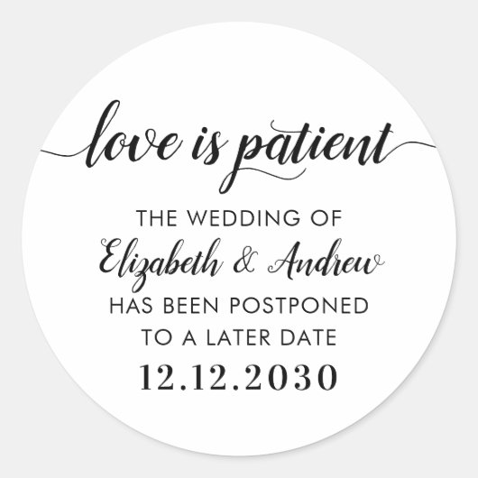 Sticker Rond L'amour est le Mariage de la date de modification (Devant)