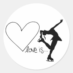 Sticker Rond L'amour est le patinage artistique, le patinage fé
