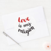 Sticker Rond L'amour est ma religion (Enveloppe)