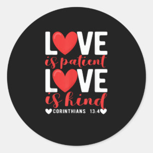 Sticker Rond L'amour est patient, drôle, gentil, cœur chrétien
