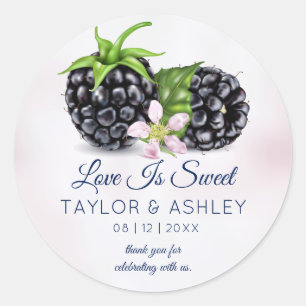 Sticker Rond L'amour est un fruit de mûre sucré Mariage