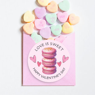 Sticker Rond L'amour est un Heureuse Sainte-Valentin doux Macar