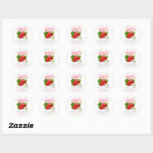 Sticker Rond L'amour est un Mariage de fraises sucrées (Feuille)